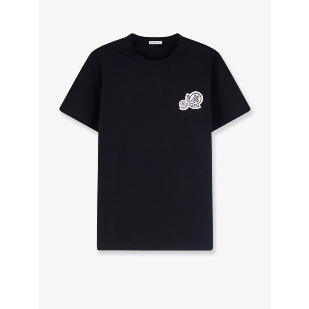 Moncler Men Biologic Cotton T-Shirt With Logo Patch